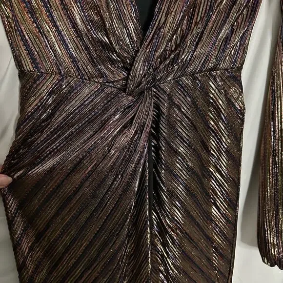 NWT Ramy Brook Sutton Metallic Navy Combo Maxi Dress 2XS